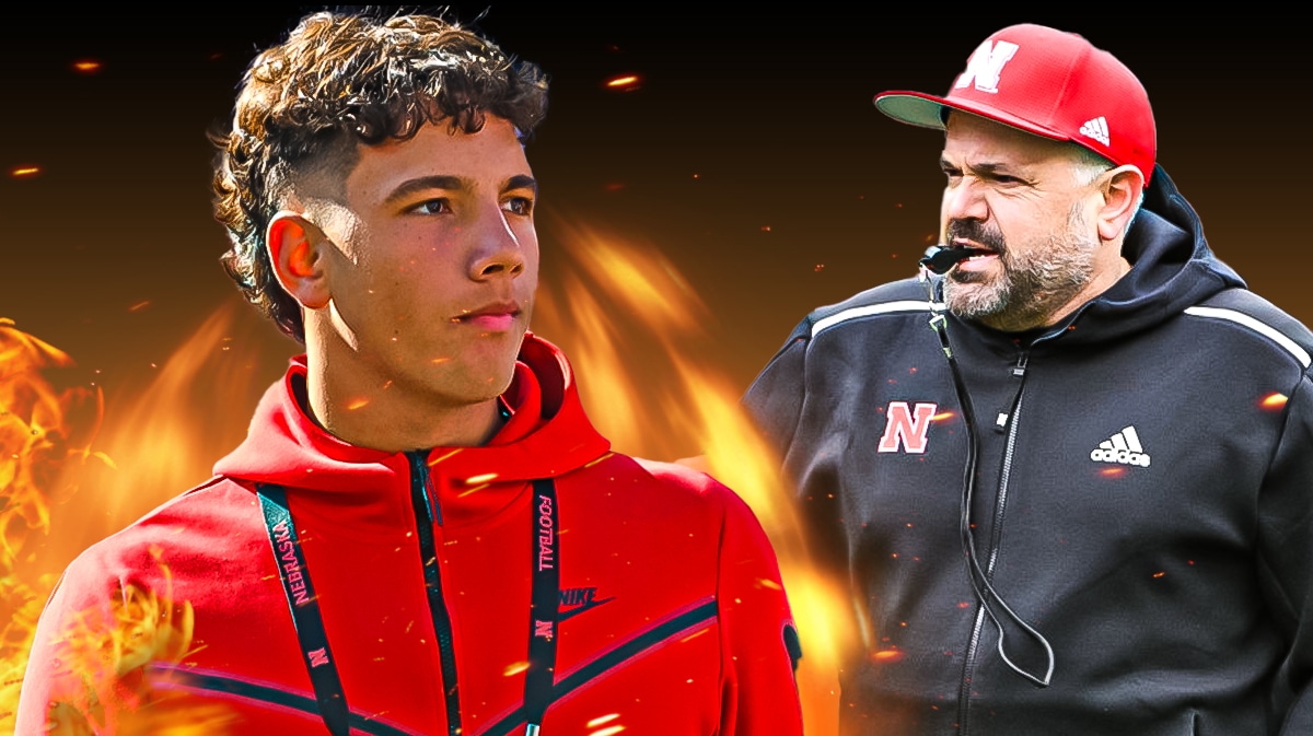 Nebraska Cornhuskers HC Matt Rhule with Dylan Raiola amid Big Ten Conference offseason