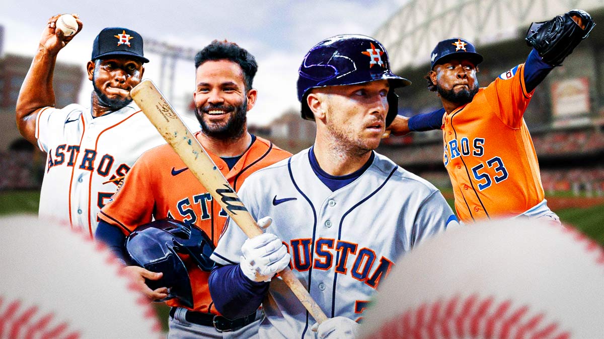Astros Alex Bregman, Jose Altuve, Ronel Blanco, and Cristian Javier in action