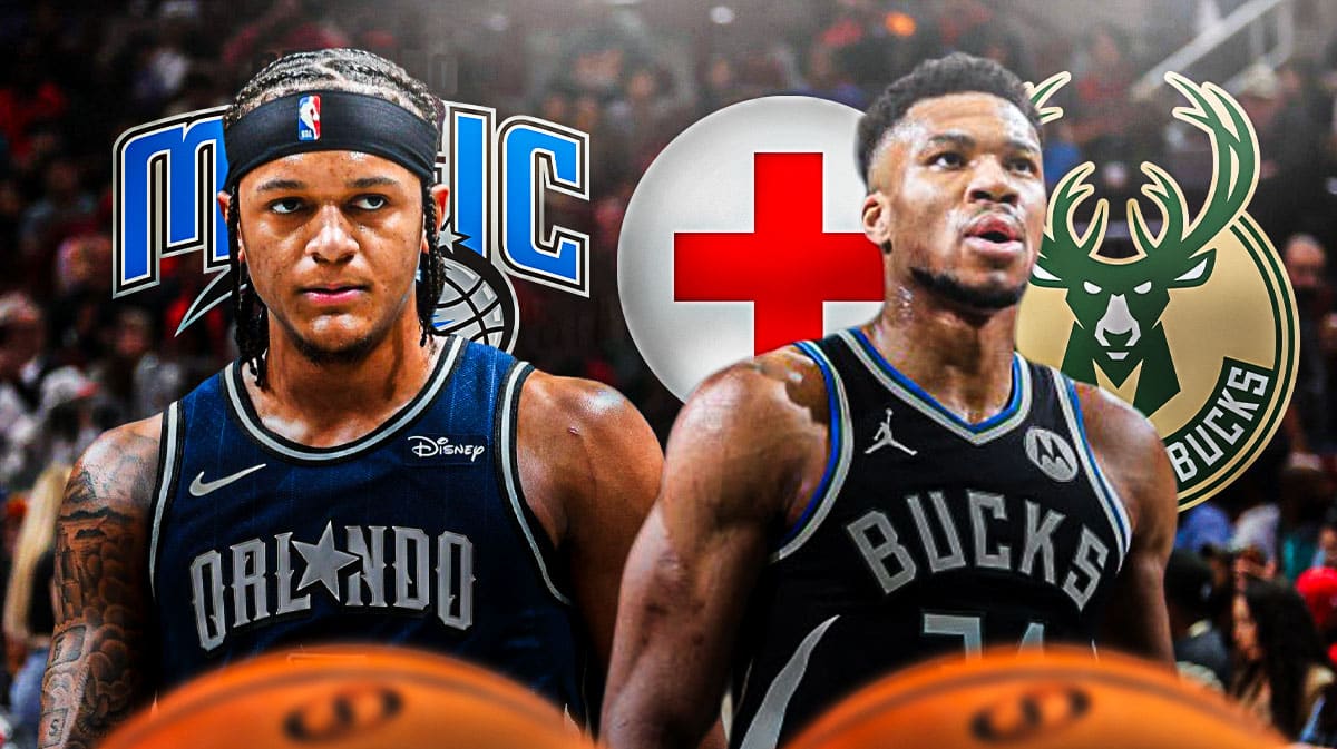 [NBA Playoff picture] Magic's Paolo Banchero next to Bucks' Giannis Antetokounmpo with injury symbol