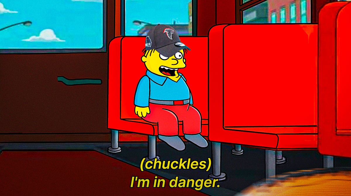 The "I'm in danger meme' but add Atlanta Falcons cap to Ralph