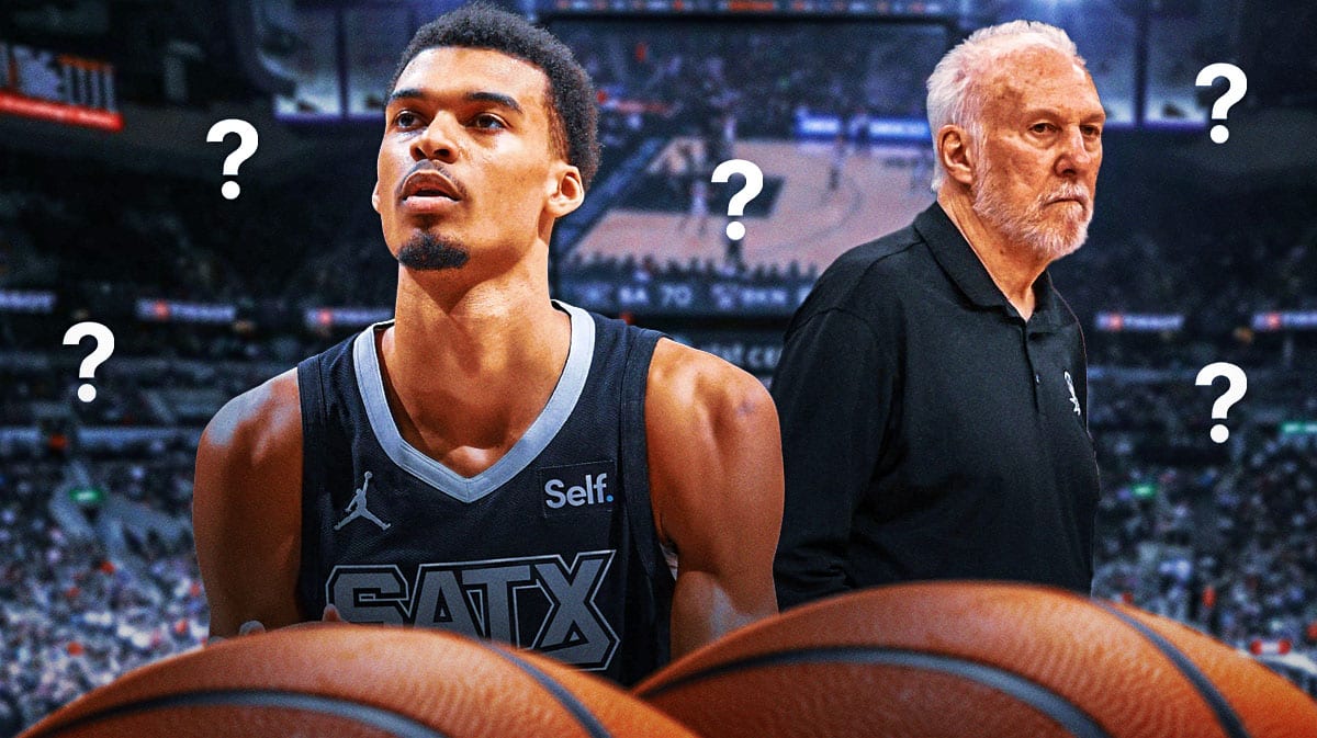 San Antonio Spurs head coach Gregg Popovich with Victor Wembanyama