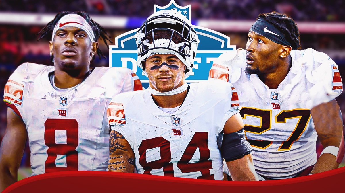 Giants Malik Nabers, Tyler Nubin and Theo Johnson