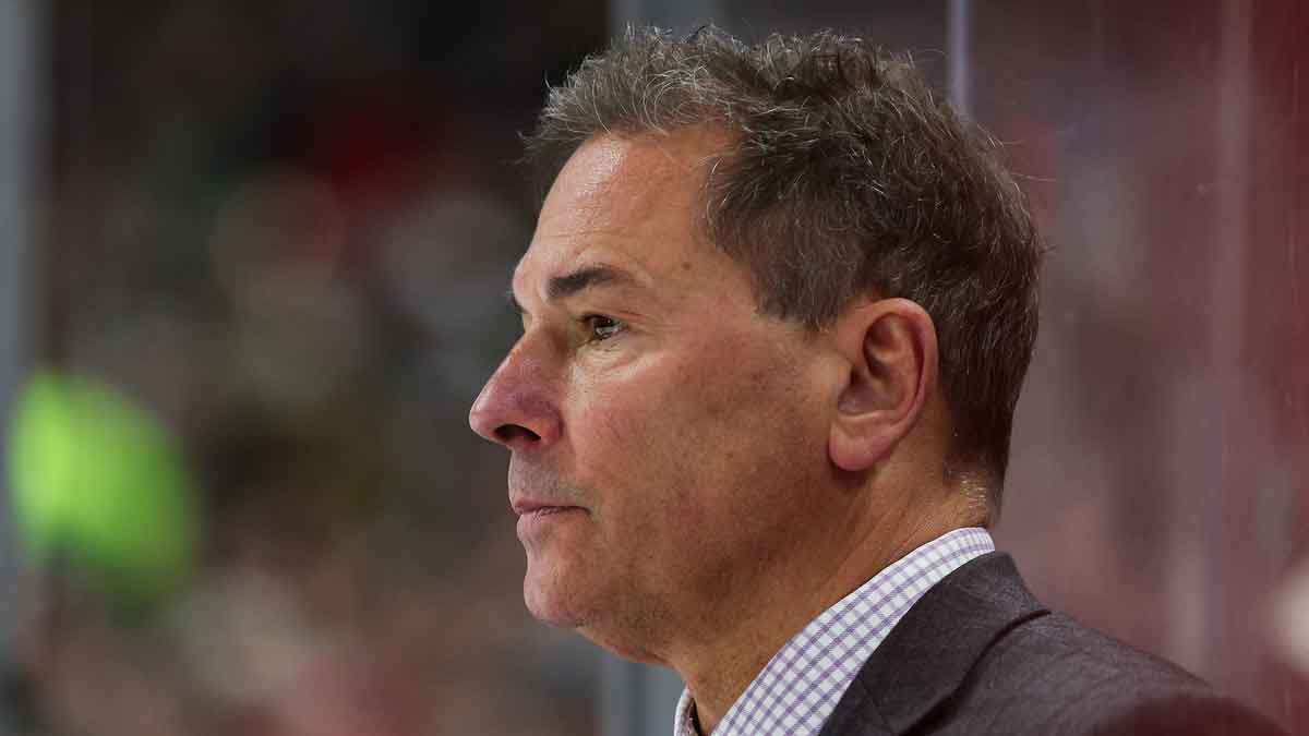 Vegas Golden Knights head coach Bruce Cassidy looks on during the second period against the Minnesota Wild at Xcel Energy Center.
