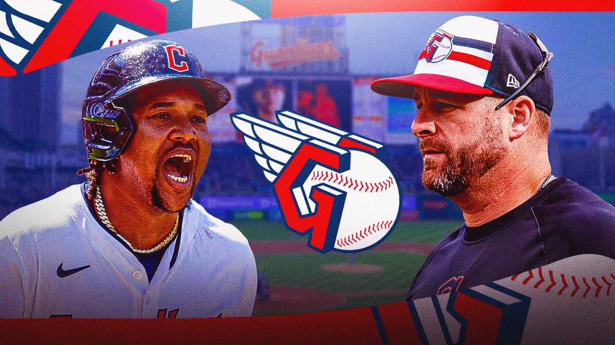 Guardians Stephen Vogt and Jose Ramirez at Progressive Field