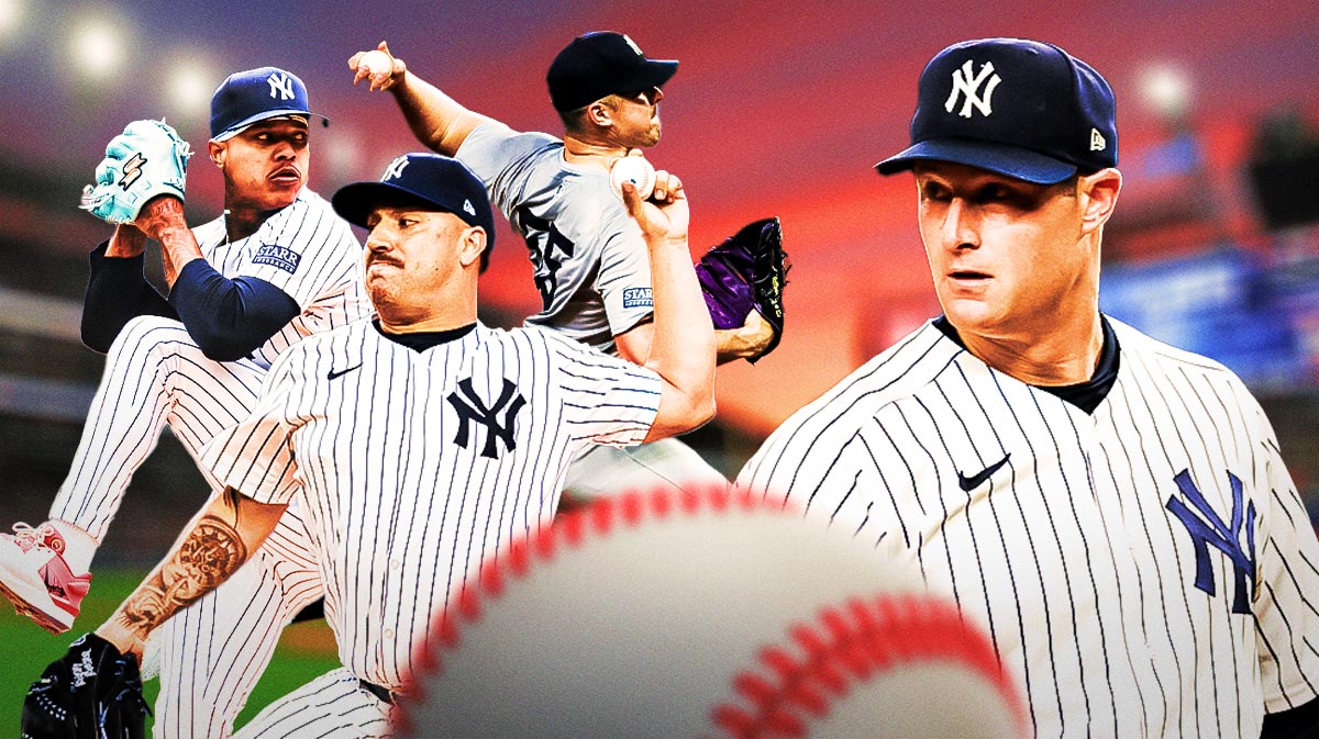 Photo: Gerrit Cole in Yankees jersey watching Nestor Cortes, Marcus Stroman, Carlos Rodon in action in Yankees jerseys