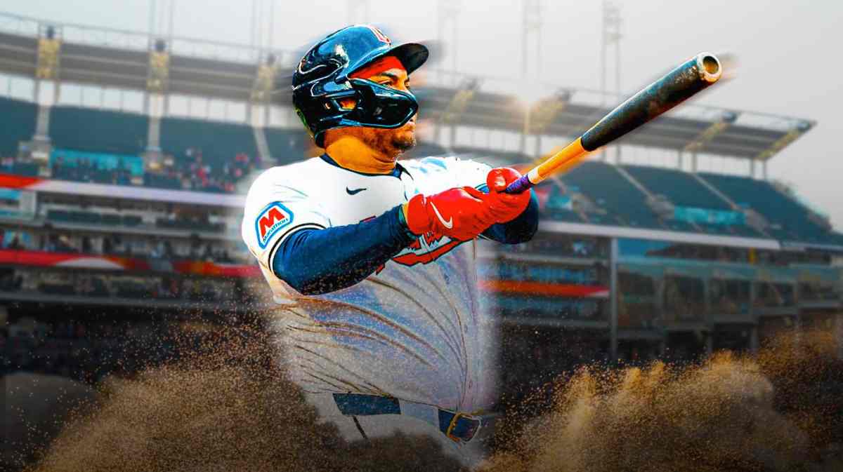 Guardians' Josh Naylor swinging a bat at Progressive Field.