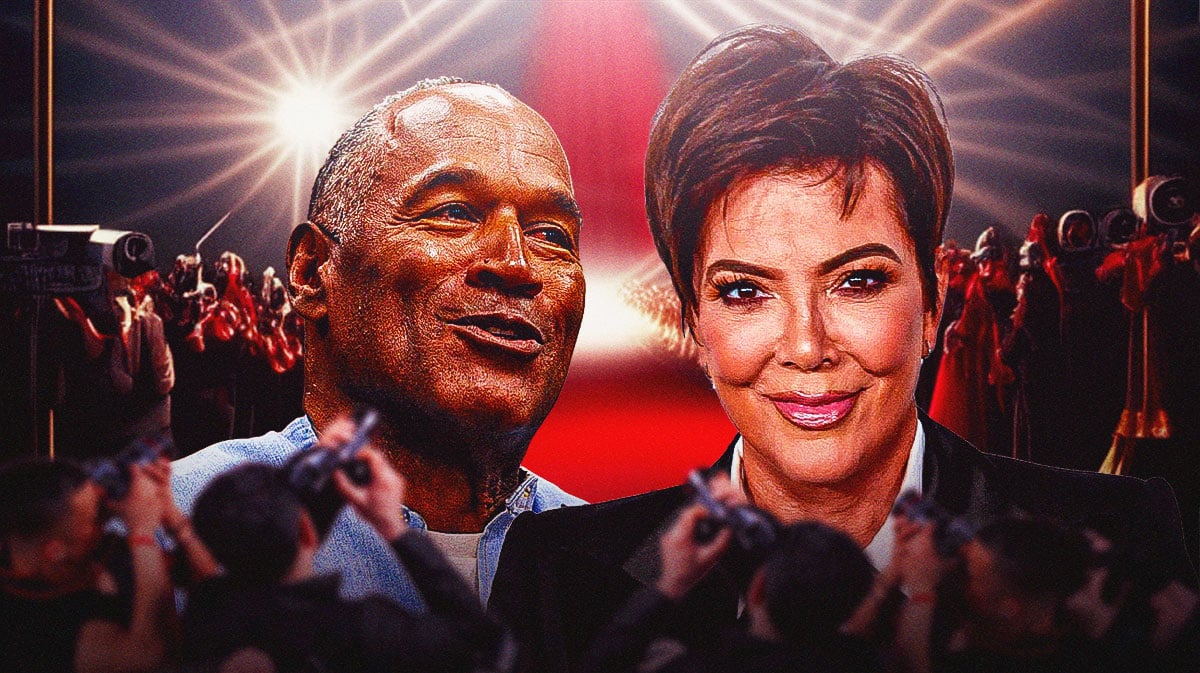 Kris Jenner and O.J. Simpson with cameras and fans