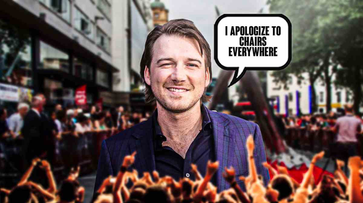 Morgan Wallen with speech bubble, "I apologize to chairs everywhere"