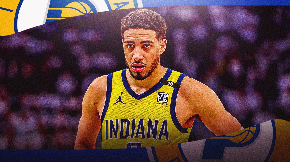 Tyrese Haliburton with the Pacers arena in the background, Bucks game winner
