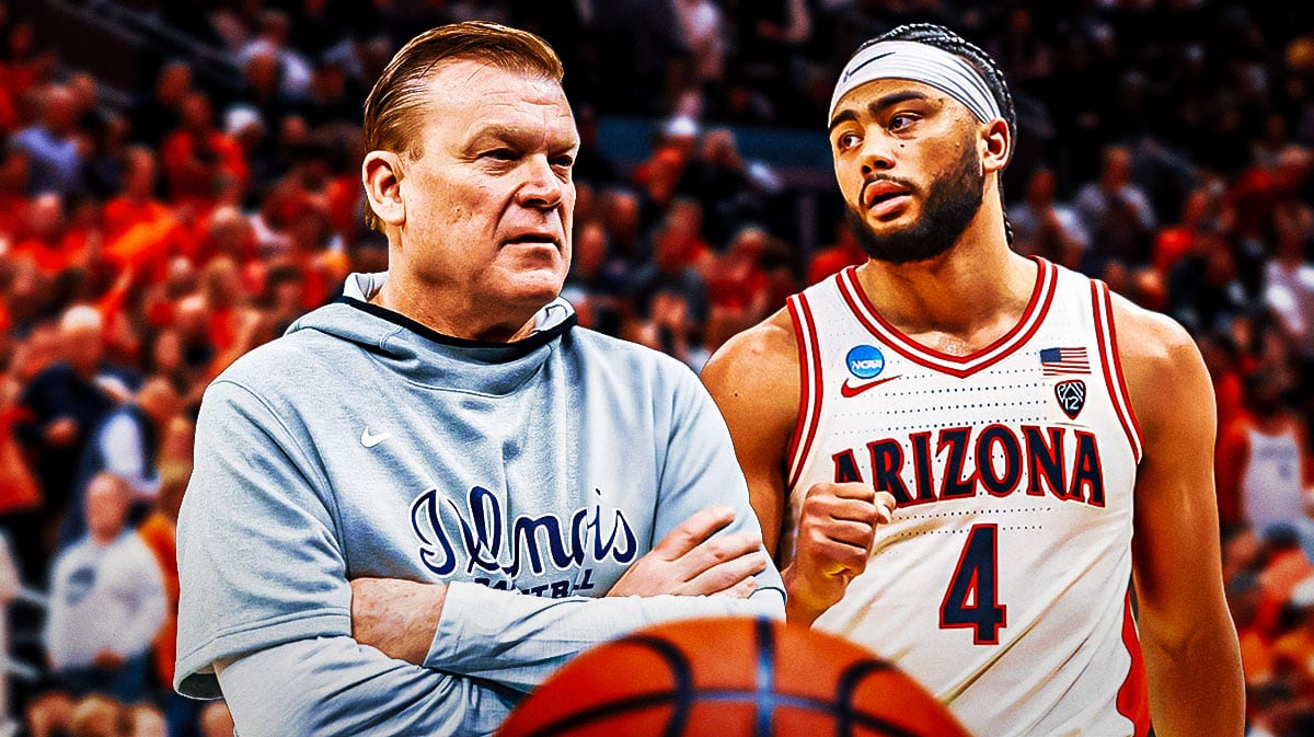 Illinois basketball coach Brad Underwood and Arizona transfer Kylan Boswell