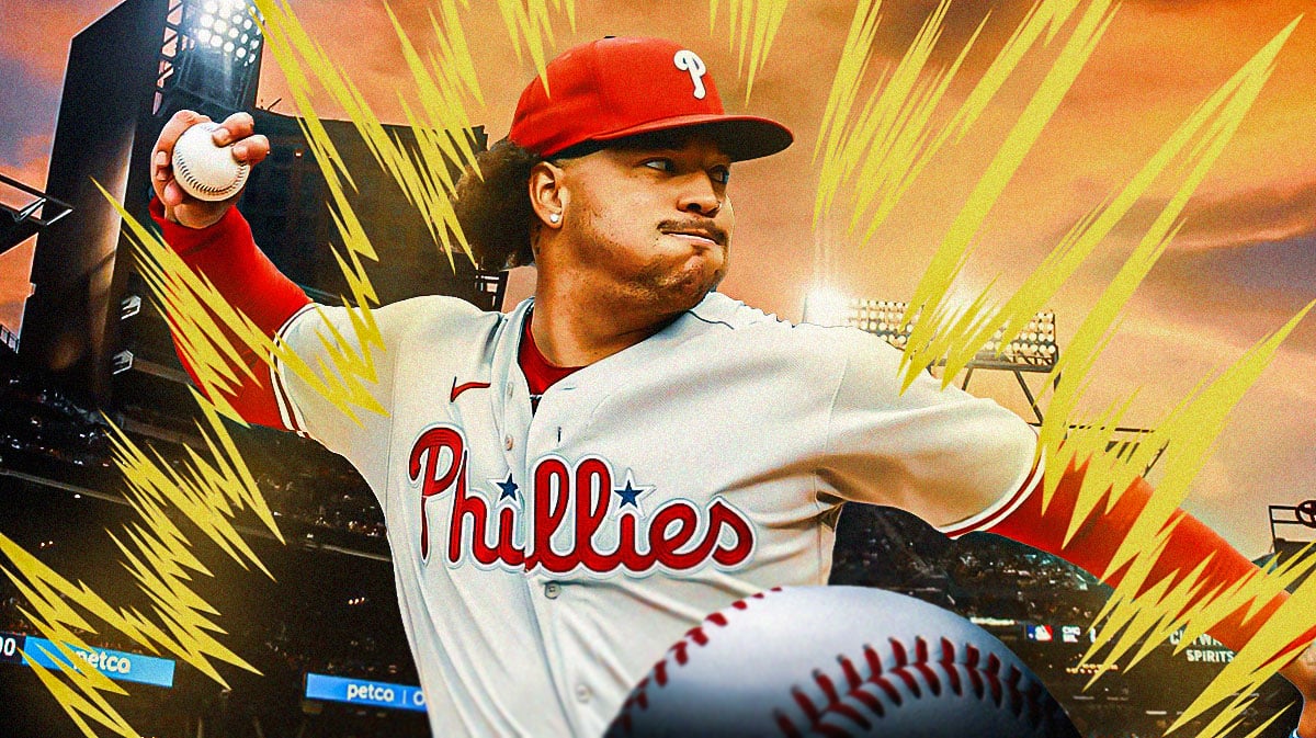 Taijuan Walker (Phillies) action shot with supersaiyan glow