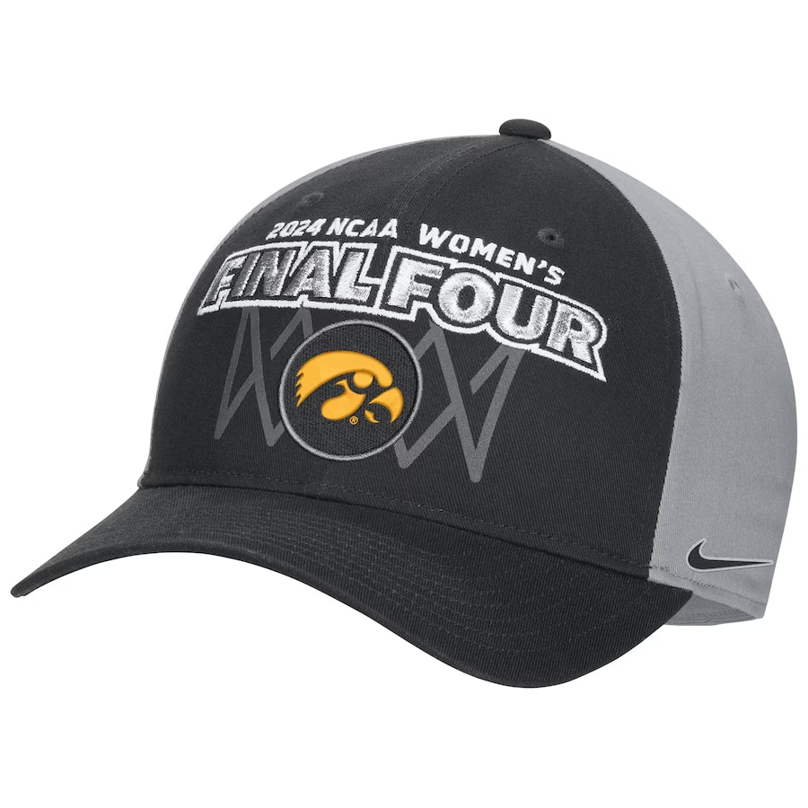 Iowa Hawkeyes Nike Unisex 2024 NCAA Women's Basketball Tournament March Madness Final Four Regional Champions Classic 99 Adjustable Hat - Black color on a white background.