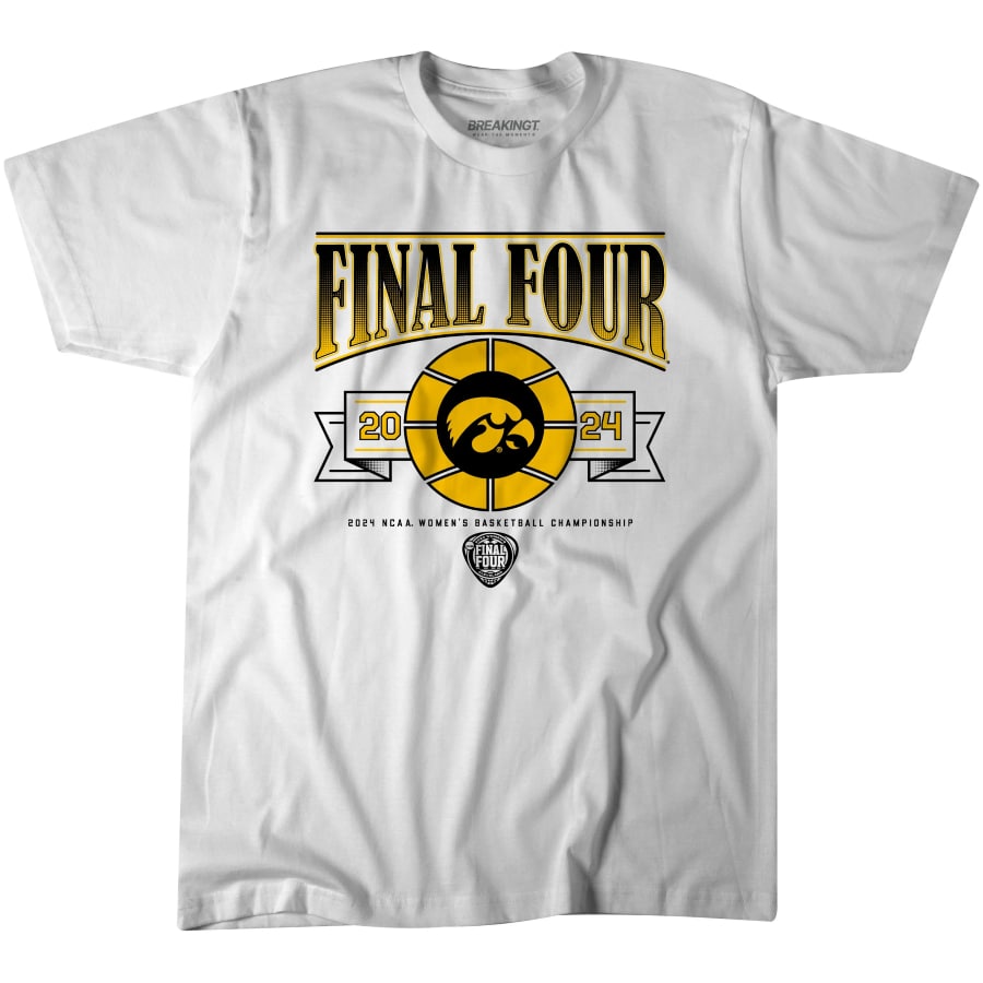 Iowa Women's Basketball 2024 Final Four T-Shirt - White color on a white background.