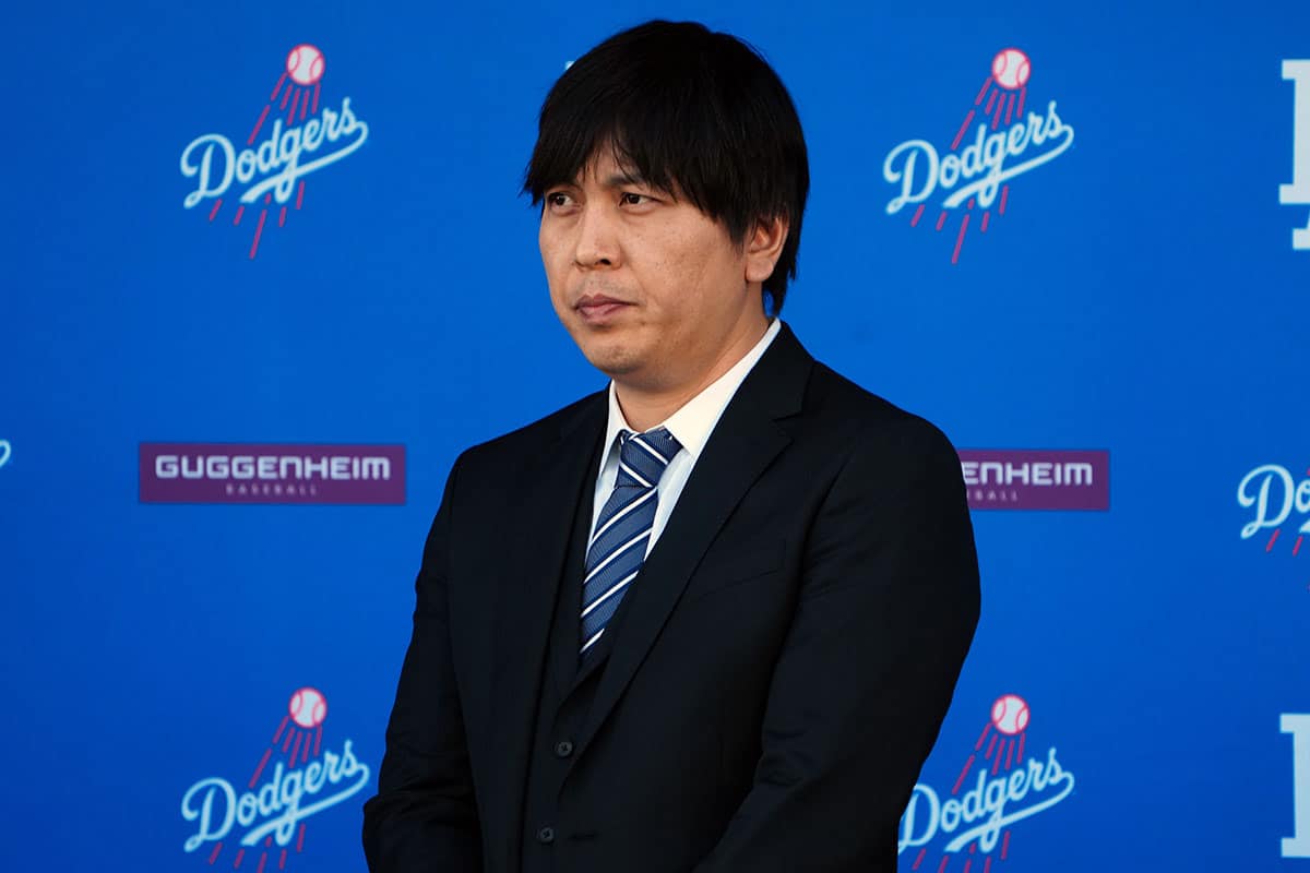 Ippei Mizuhara, the translator for Los Angeles Dodgers designated hitter Shohei Ohtani, during an introductory press conference at Dodger Stadium.
