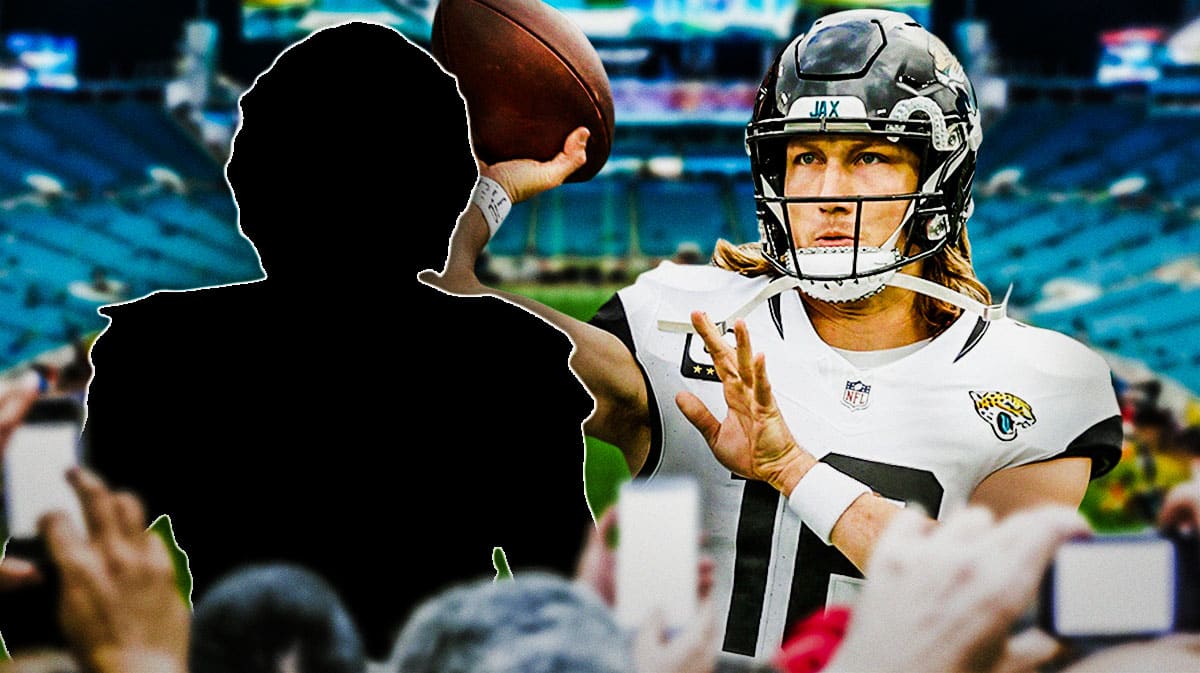 Silhouette of Jarvis Landry next to Jacksonville Jaguars QB Trevor Lawrence