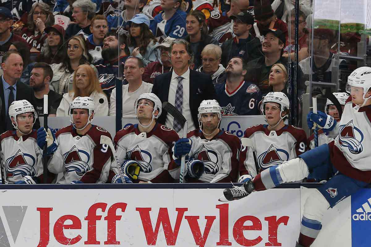 Colorado Avalanche head coach Jared Bednar watches play against the Columbus Blue Jackets during the second period at Nationwide Arena.