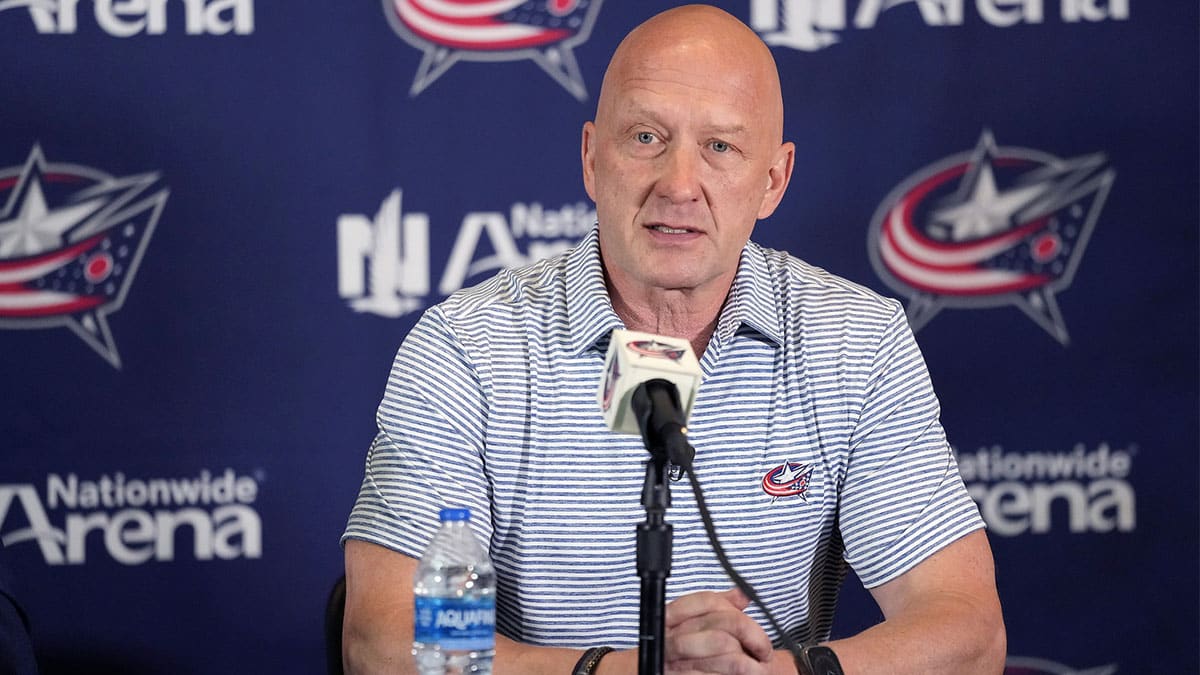 Columbus Blue Jackets General Manager Jarmo Kekalainen speaks after hiring Mike Babcock as the new head coach