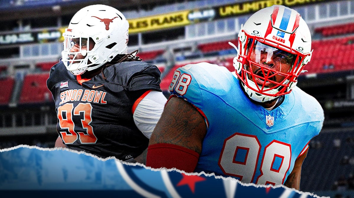 Titans' Jeffery Simmons on the right, with T'Vondre Sweat on the left.