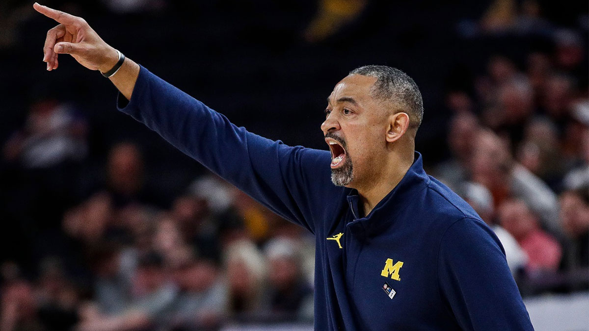 Michigan head coach Juwan Howard reacts to a play against Penn State during the second half of the First Round of Big Ten tournament at Target Center in Minneapolis, Minn. on Wednesday, March 13, 2024.