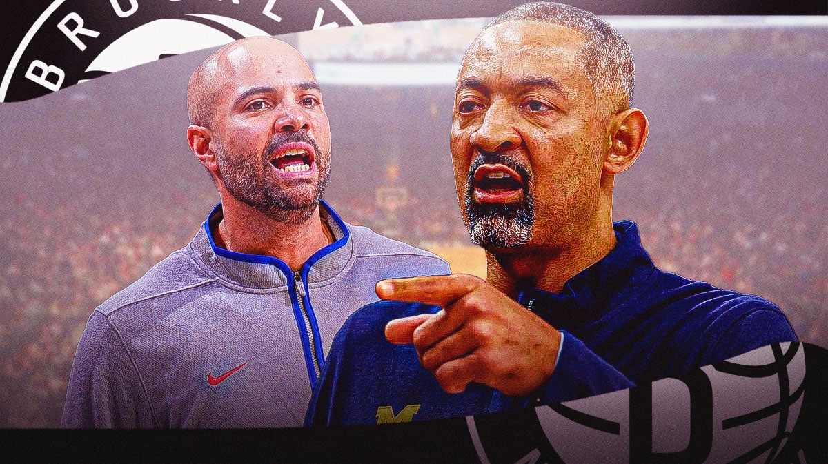 Nets Jordi Fernandez next to Juwan Howard