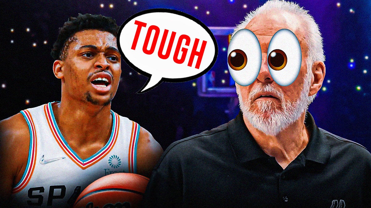 Spurs' Keldon Johnson saying "Tough" to Gregg Popovich