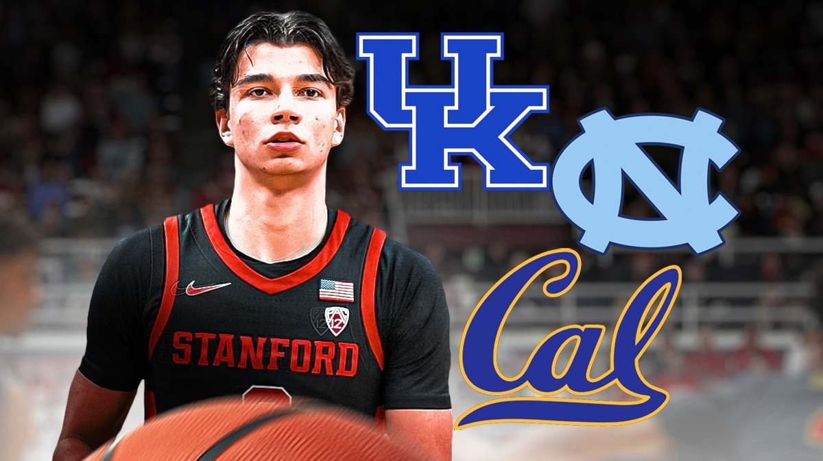 Stojakovic, Andrej Stojakovic, Peja Stojakovic, Kentucky basketball, North Carolina basketball, Andrej Stojakovic with Kentucky, North Carolina and Cal logos in the background