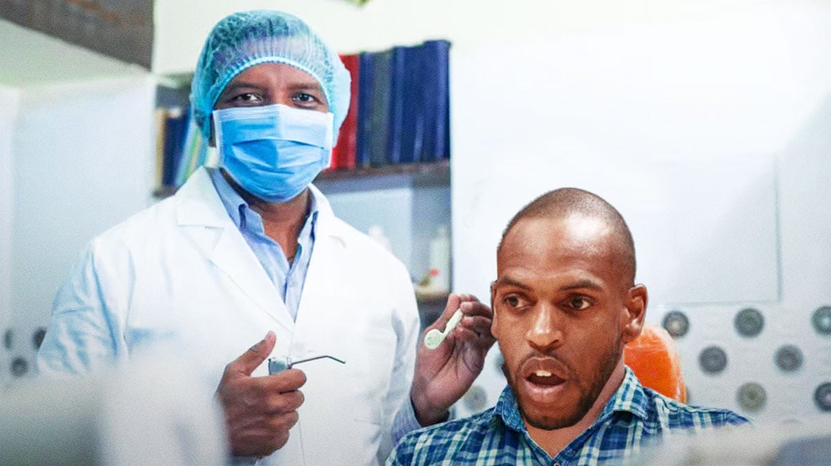 Khris Middleton (Bucks) on a dentist chair getting checked by a dentist