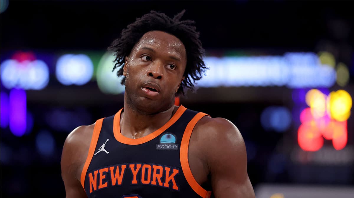  New York Knicks forward OG Anunoby (8) during the third quarter against the Denver Nuggets at Madison Square Garden.