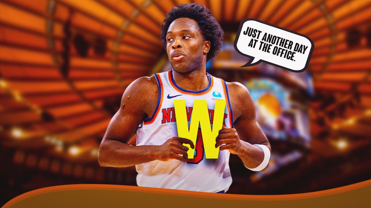 OG Anunoby holding a "W" saying "just another day at the office."