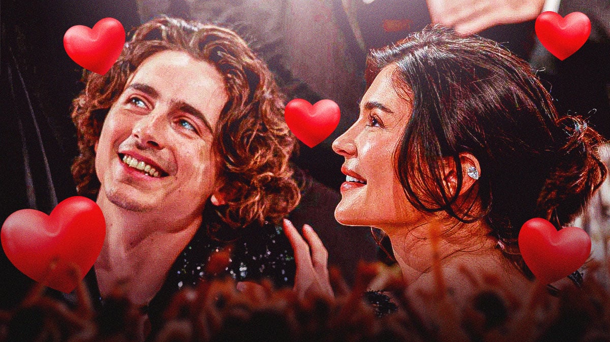 Kylie Jenner and Timothee Chalamet with hearts