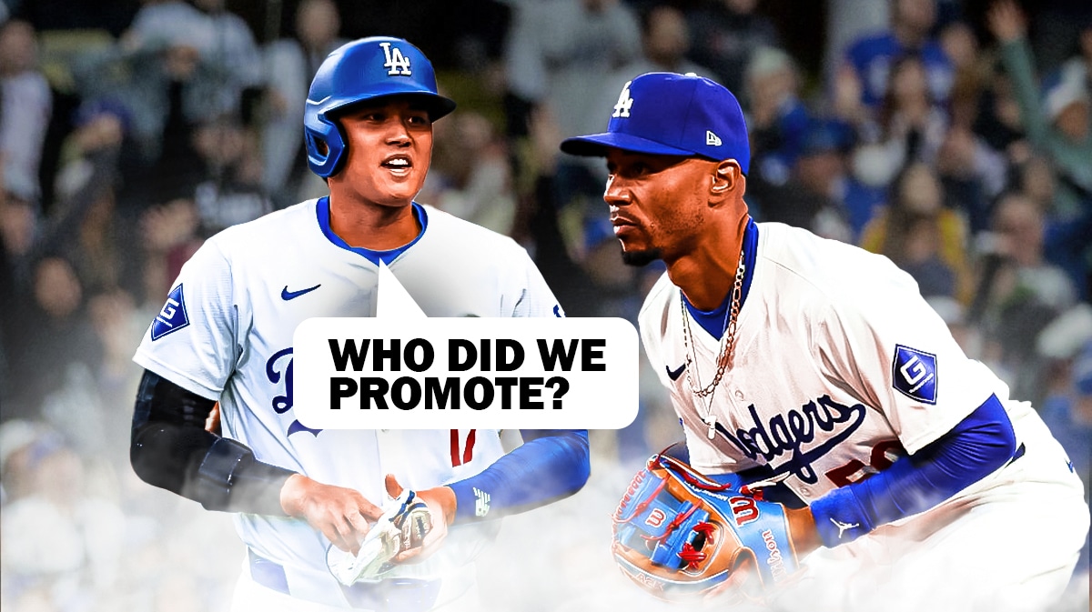 Dodgers' Shohei Ohtani asking Dodgers' Mookie Betts the following question: Who did we promote?