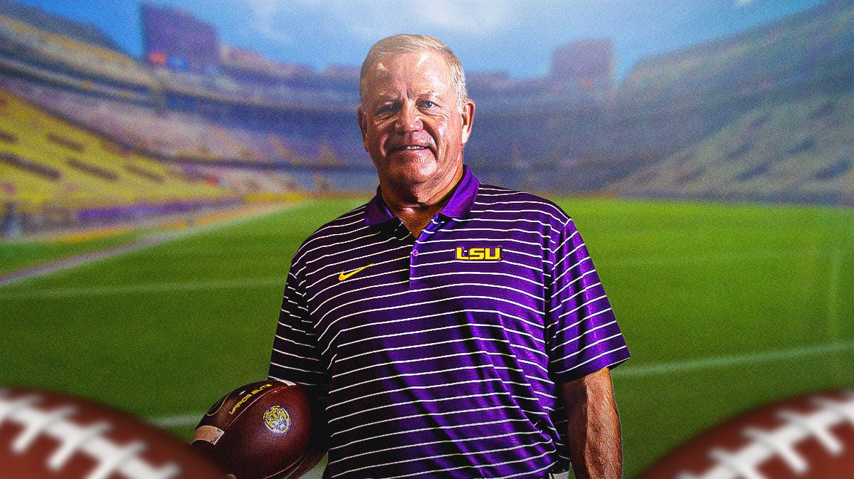 Brian Kelly, LSU football, Tigers, NIL, Brian Kelly NIL, Brian Kelly with LSU football stadium in the background