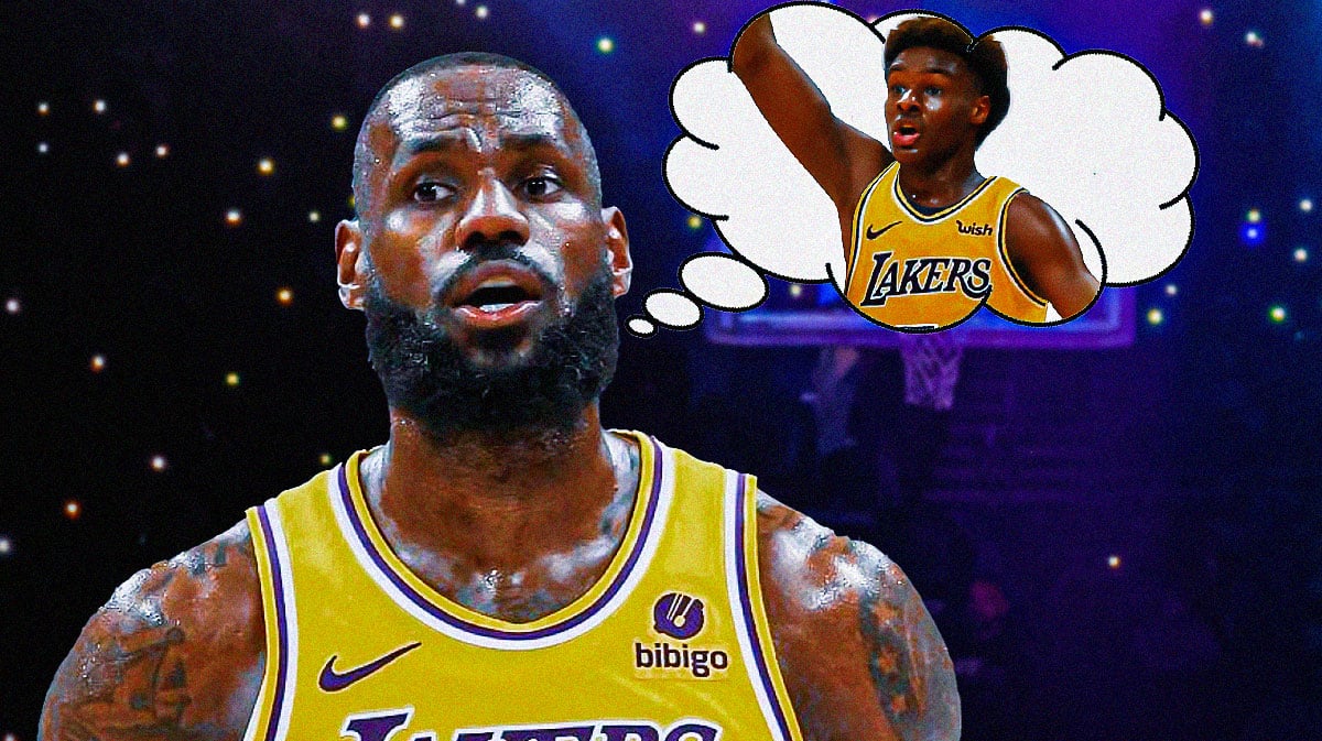 Lakers star LeBron James imagining his son Bronny James in a Lakers uniform