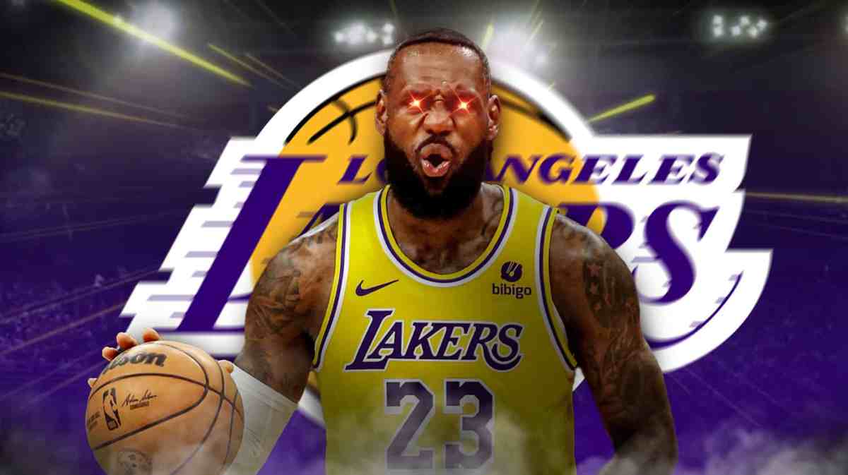 LeBron James (Lakers) looking hyped and with laser eyes