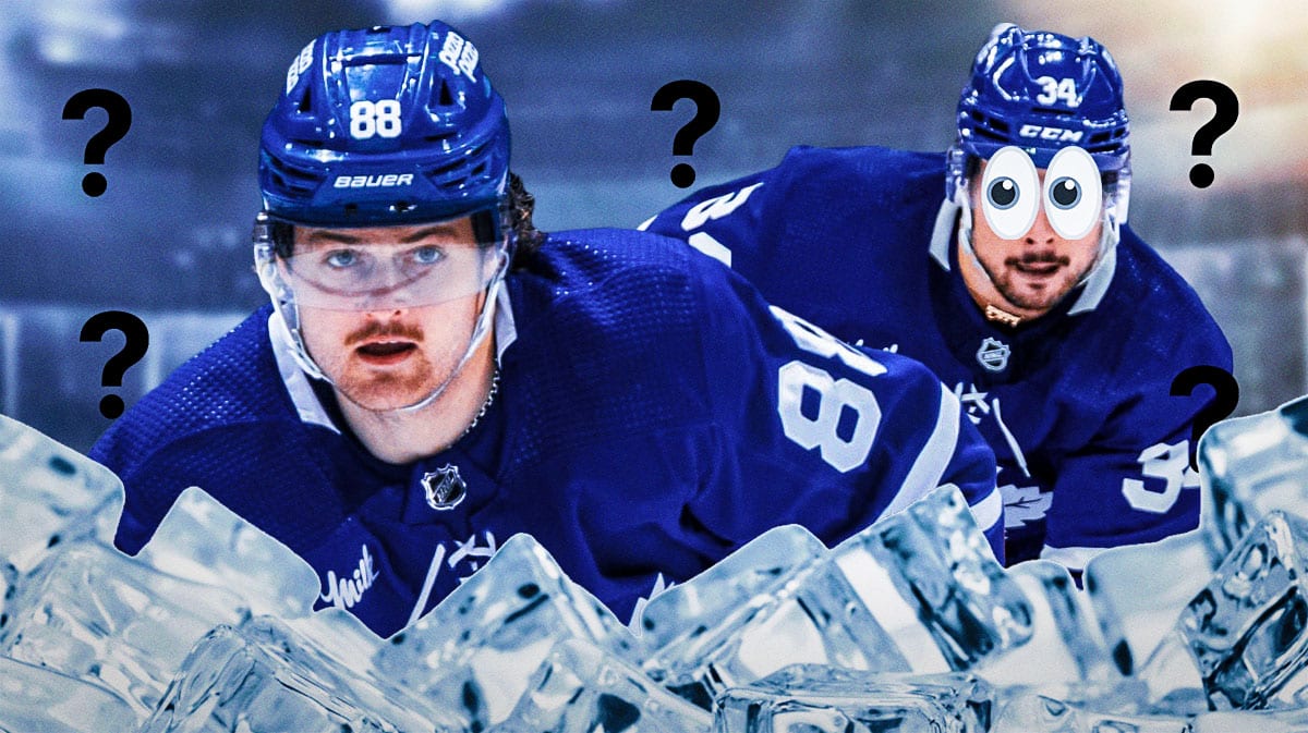 William Nylander with question marks around him. Auston Matthews with big emoji eyes
