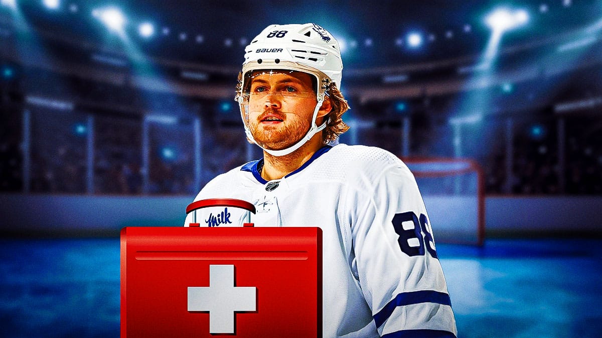 Maple Leafs' William Nylander with a medical bag on him.