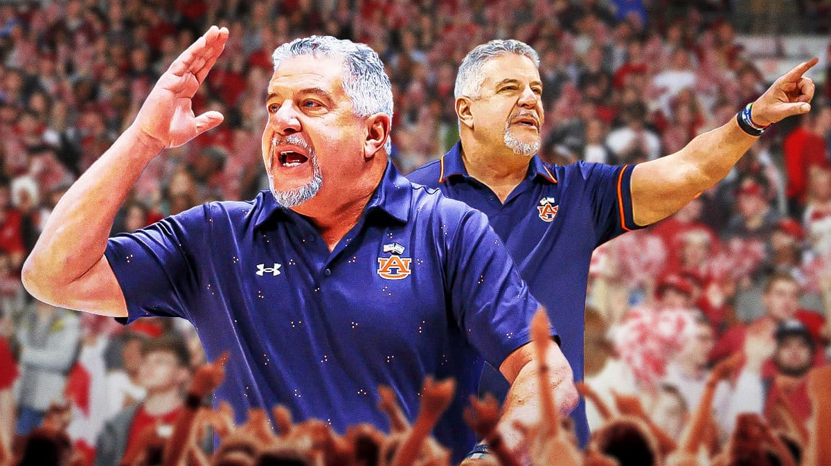 Auburn basketball coach Bruce Pearl in front of an Alabama Crimson Tide crowd