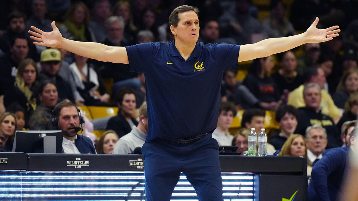 California Golden Bears head coach Mark Madsen reacts in the first half against the Colorado Buffaloes at the CU Events Center.
