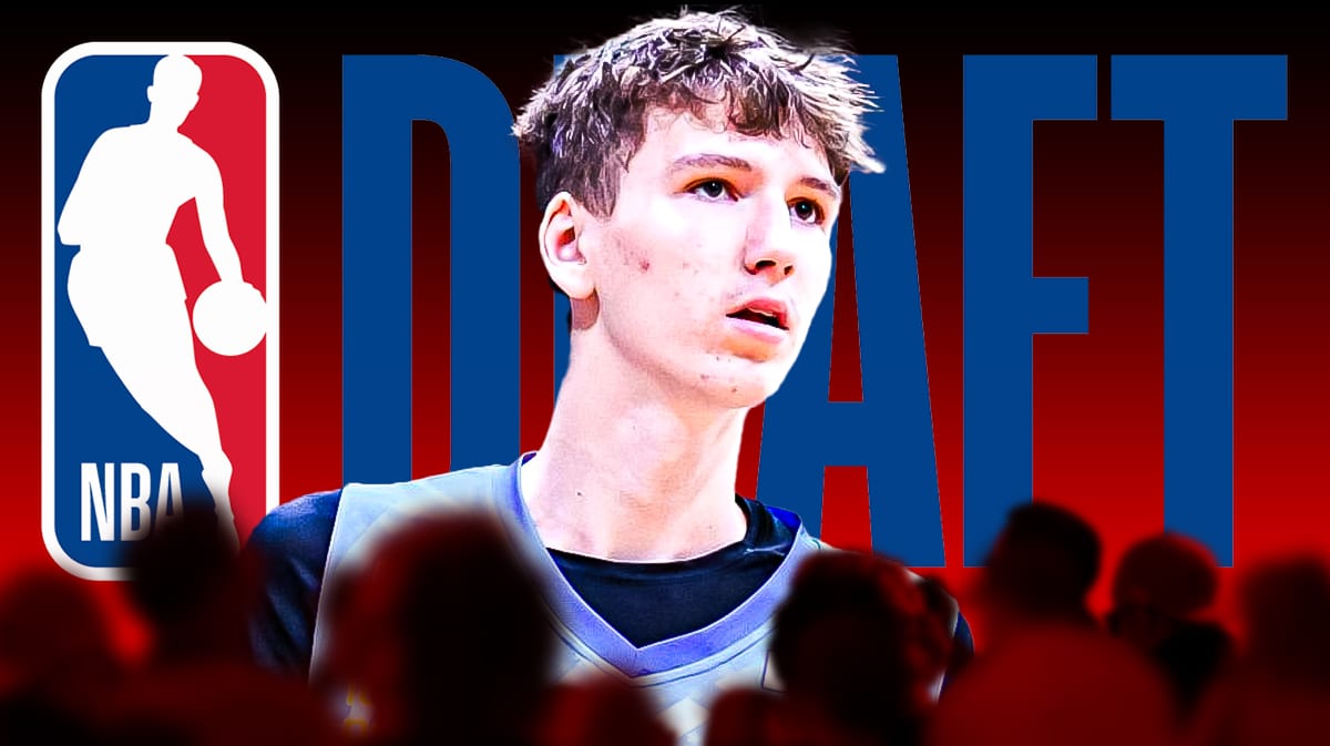 Matas Buzelis with NBA Draft logo