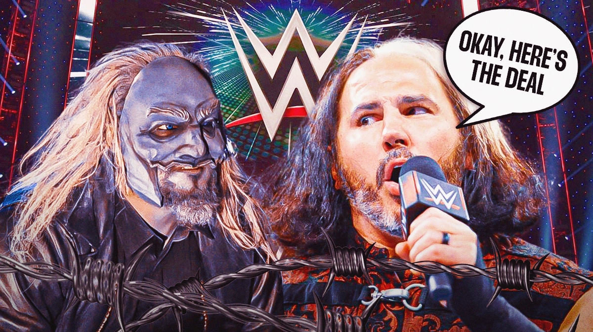 Matt Hardy with a text bubble reading "Okay, here's the deal" next to Uncle Howdy with the WWE logo as the background.