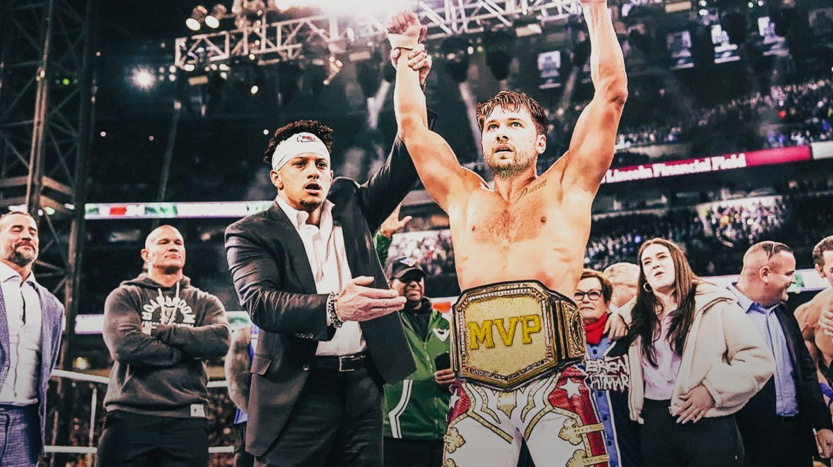 Patrick Mahomes (Chiefs) as Triple H and Luka Doncic (Mavericks) as Cody Rhodes