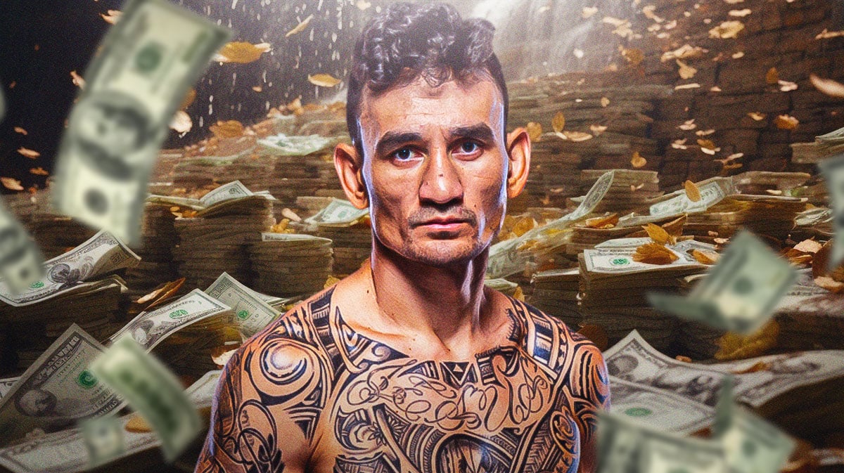 Max Holloway with money around him