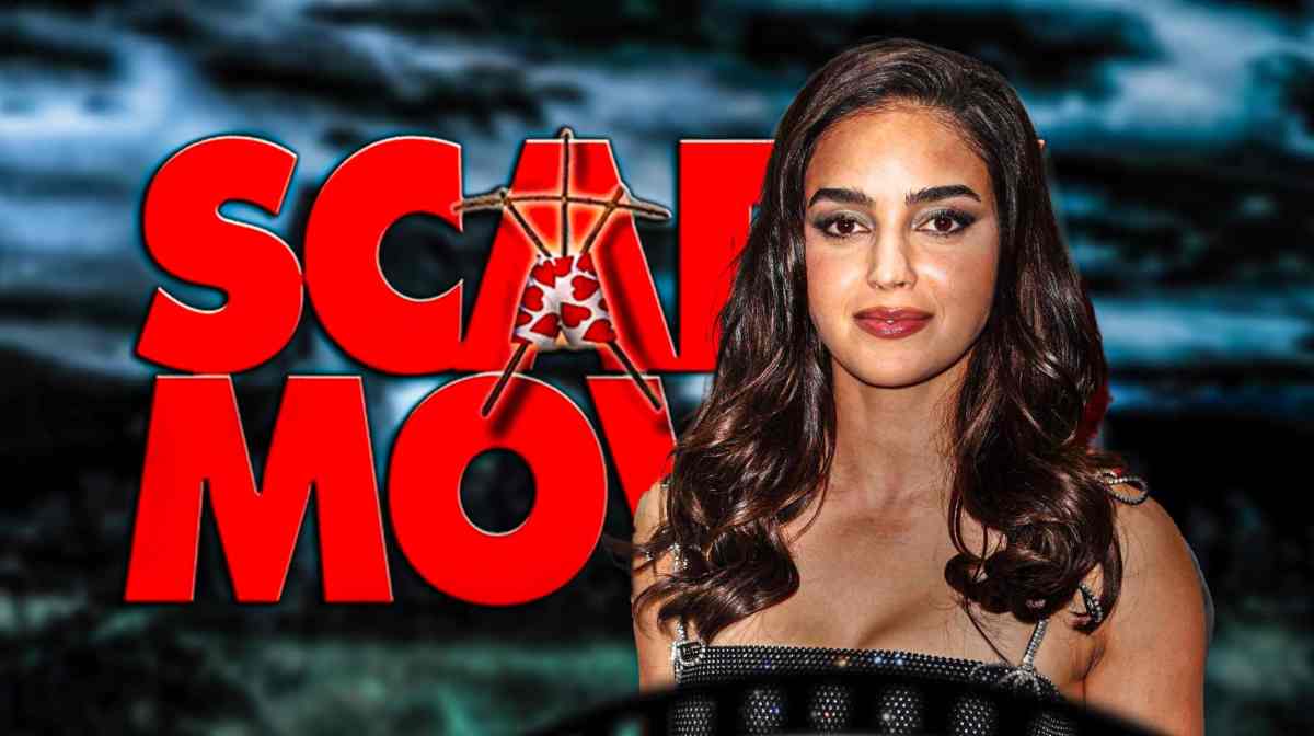 Scary Movie logo with Scream star Melissa Barrera.
