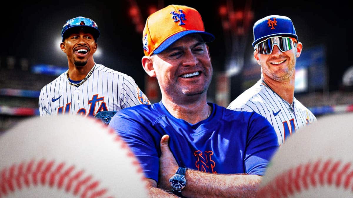 Mets' Carlos Mendoza hyped up, with Francisco Lindor and Pete Alonso smiling