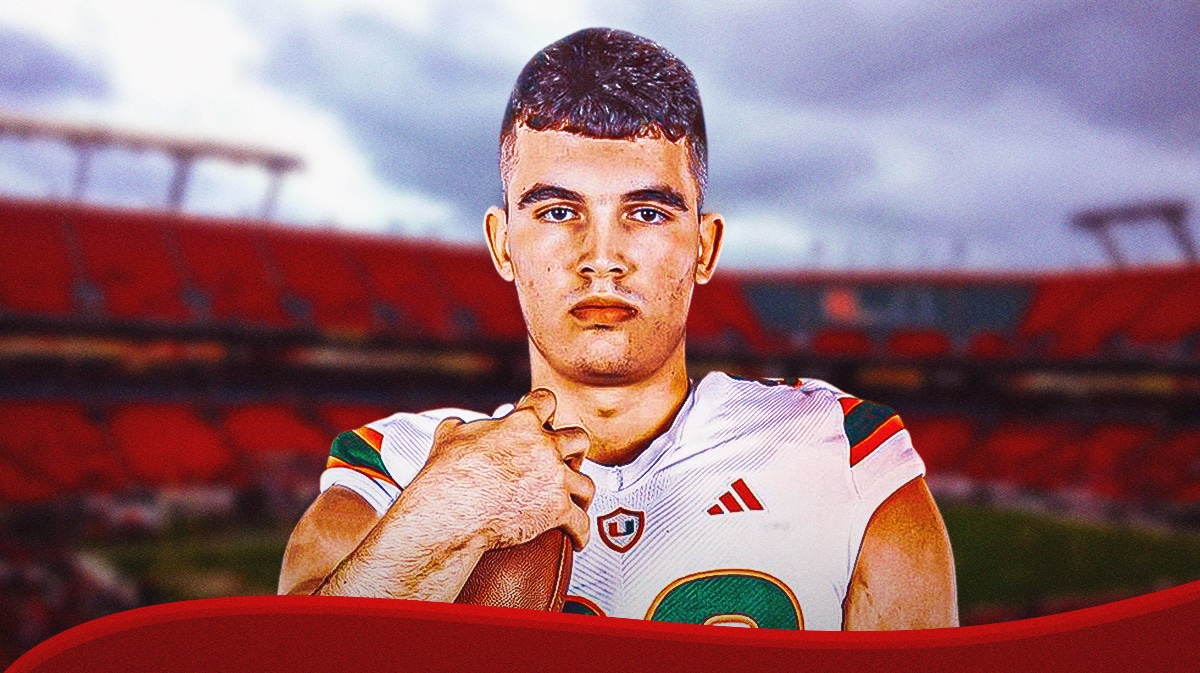 Luka Gilbert wearing Miami Hurricanes jersey.