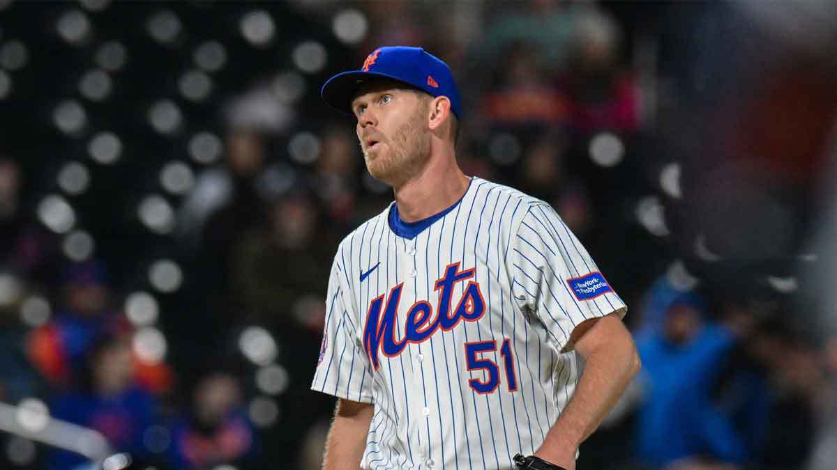 New York Mets relief pitcher Michael Tonkin (51) reacts during the tenth inning against the Detroit Tigers at Citi Field. 