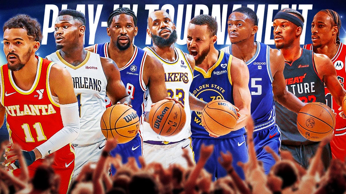 NBA play-in tournament with Joel Embiid, LeBron James, Stephen Curry, and others