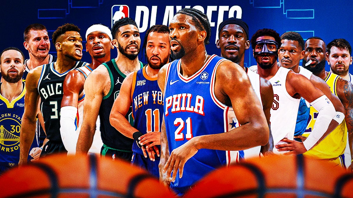 NBA playoffs with Joel Embiid, Jalen Brunson, Jayson Tatum, LeBron James, Nikola Jokic, and others
