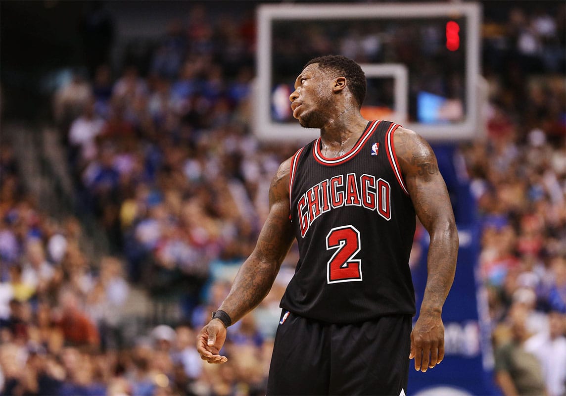Chicago Bulls point guard Nate Robinson (2) reacts during the game against the Dallas Mavericks at the American Airlines Center. Dallas won 100-98.