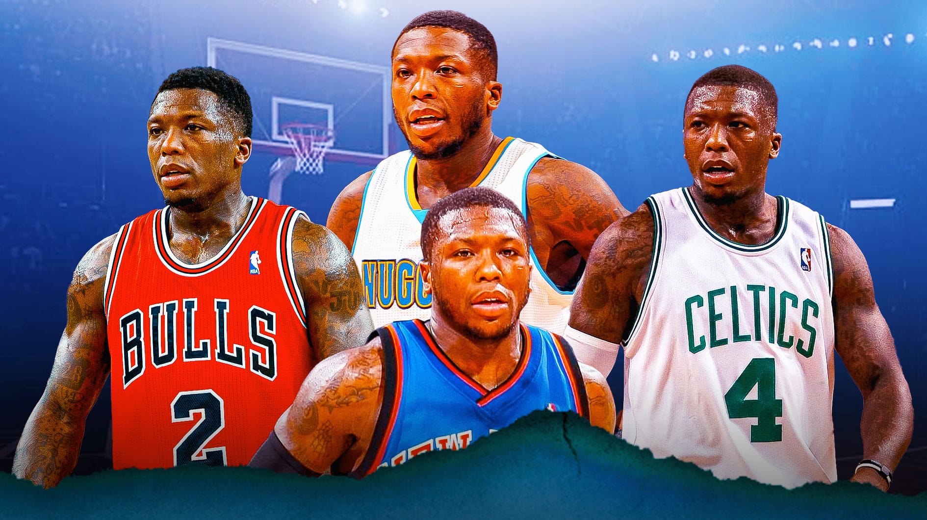 Nate Robinson playing for the Bulls, Knicks, Nuggets and Celtics.